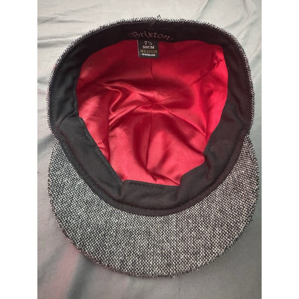 Brixton Newsboy Cabbie Hat Mens 7 1/4 Gray Tweed Wool Blend Cap - Picture 7 of 10